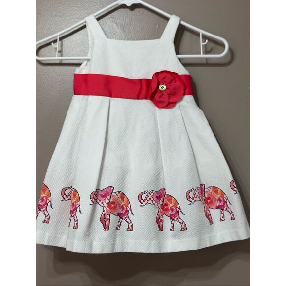 NWOT Janie & Jack Elephant Pique Empire Waist Baby Girl  Dress 12-18 Months - Picture 3 of 12